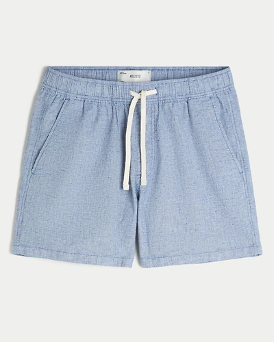 Mid-Thigh Linen-Blend Shorts