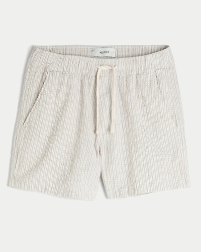 Mid-Thigh Linen-Blend Seersucker Shorts