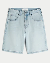 Chain Embroidery Baggy Denim Shorts