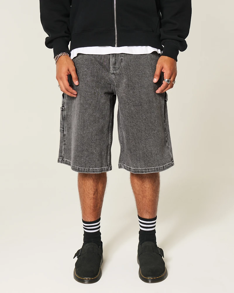 Flame Graphic Super Baggy Denim Painter Shorts