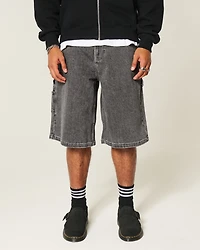 Flame Graphic Super Baggy Denim Painter Shorts