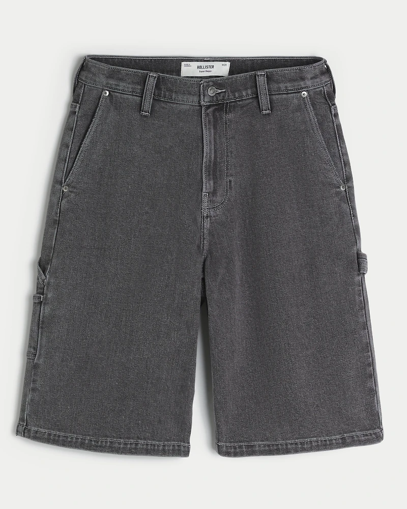 Flame Graphic Super Baggy Denim Painter Shorts
