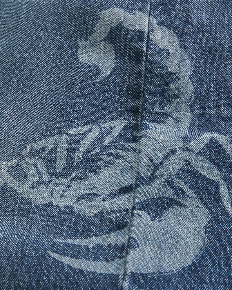 Scorpion Graphic Super Baggy Denim Shorts