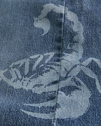 Scorpion Graphic Super Baggy Denim Shorts