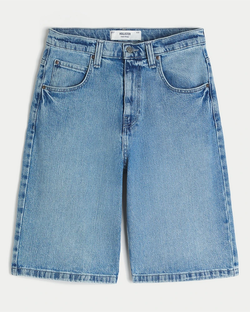 Skull Graphic Super Baggy Denim Shorts