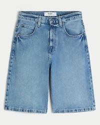 Skull Graphic Super Baggy Denim Shorts
