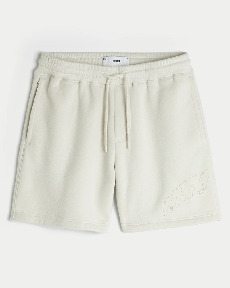 Above-the-Knee Calif Graphic Baggy Fleece Shorts
