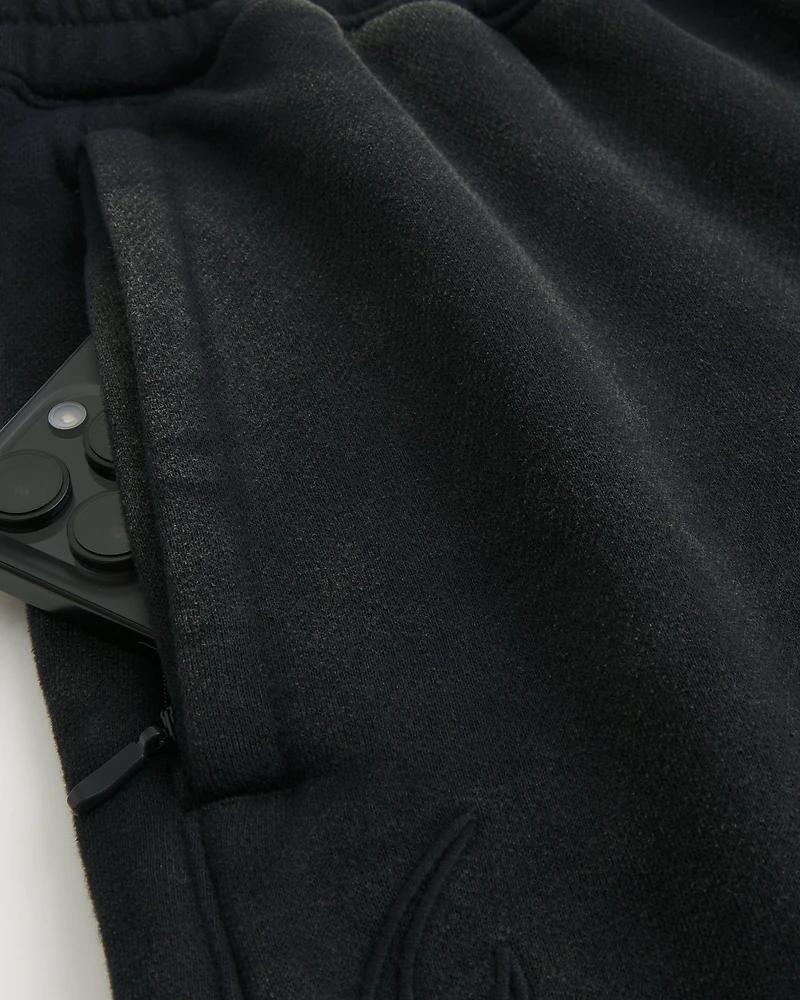 Above-the-Knee Baggy Fleece Graphic Shorts