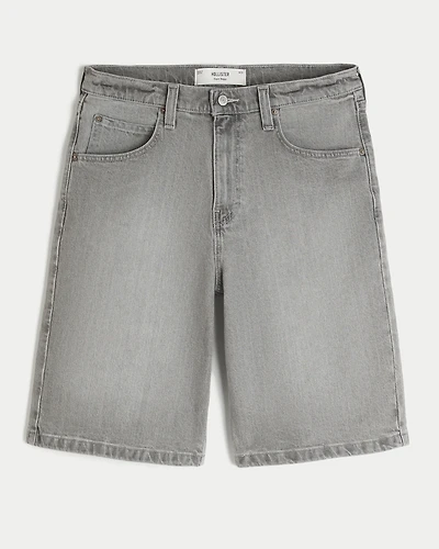 Below-the-Knee Super Baggy Denim Shorts