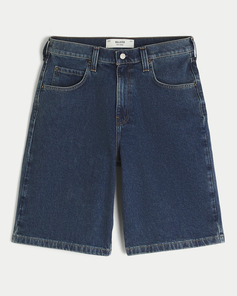 Dark Wash Super Baggy Jean Shorts