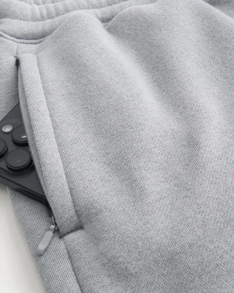 Above-the-Knee Cyber Sigilism Graphic Baggy Fleece Shorts