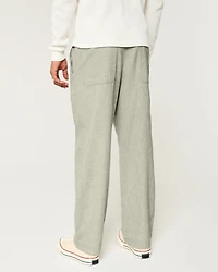 Linen-Blend Flex-Waist Baggy Pants