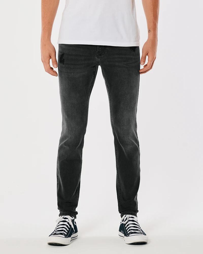 Distressed Washed Black Super Skinny Jeans