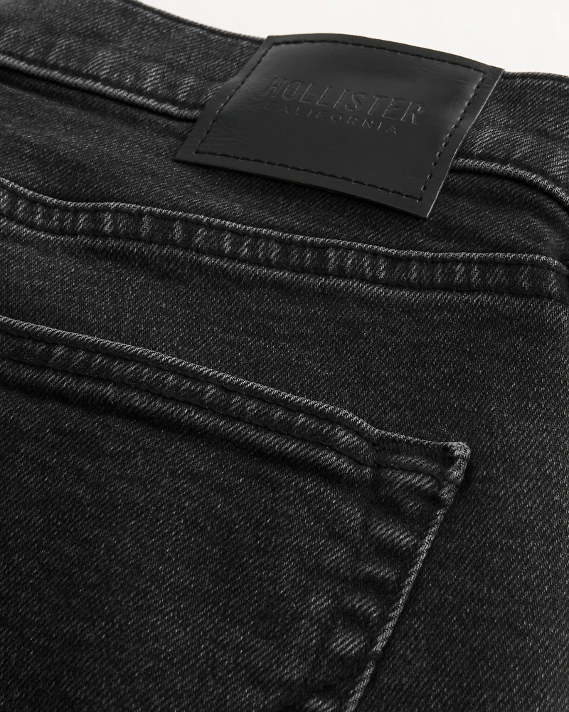 Washed Black Slim Straight Jeans