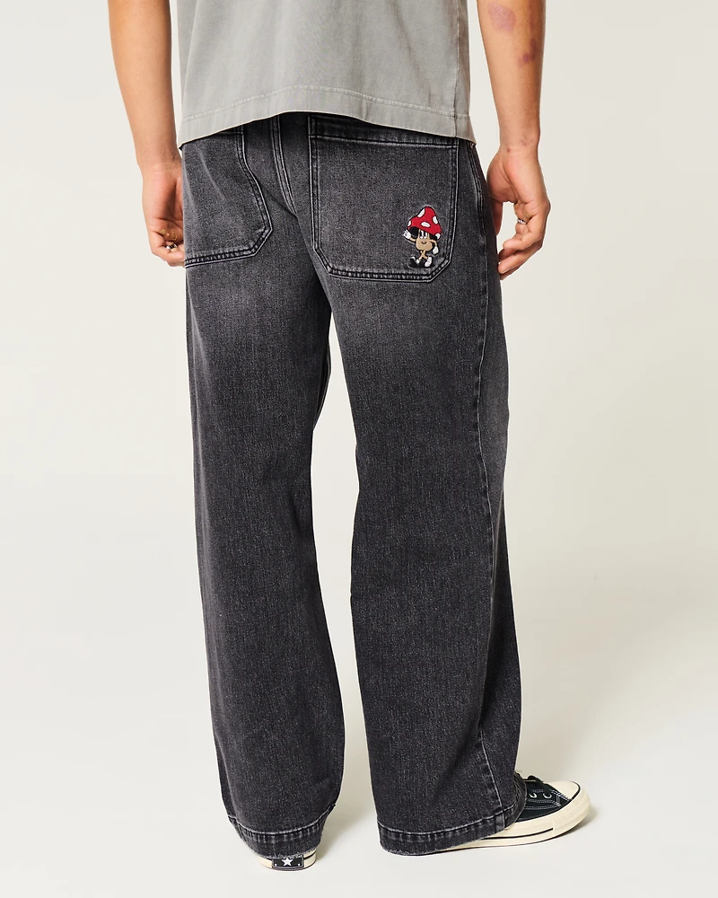 Washed Black Super Baggy Jeans