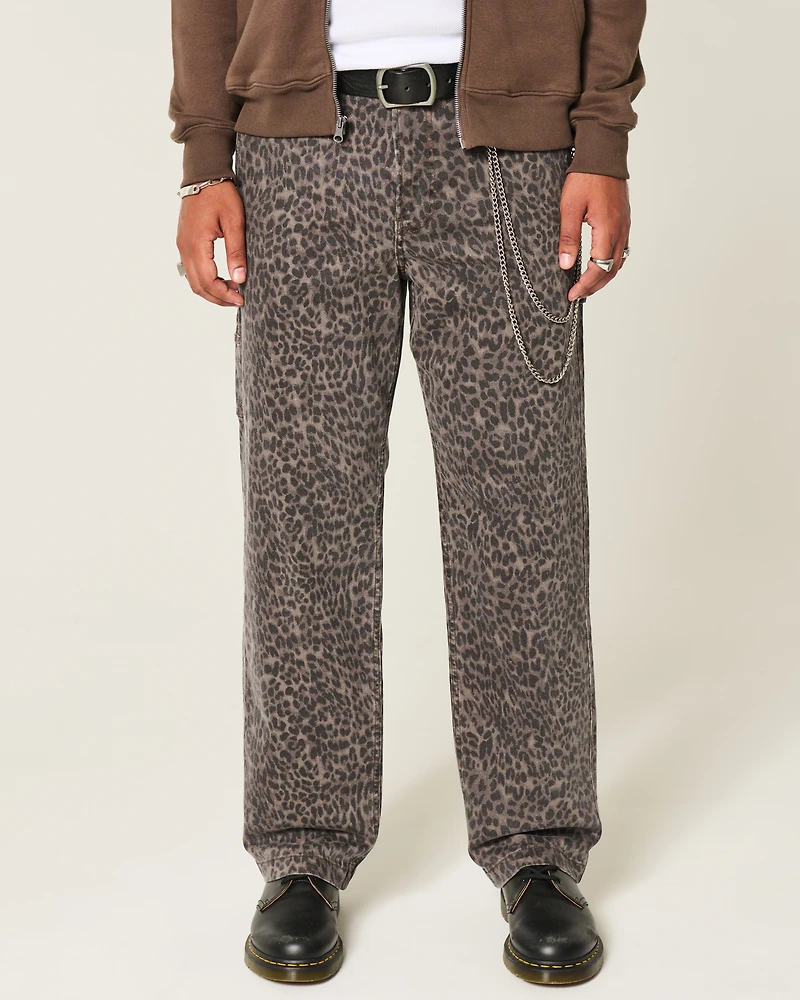 Leopard Print Baggy Painter Jeans