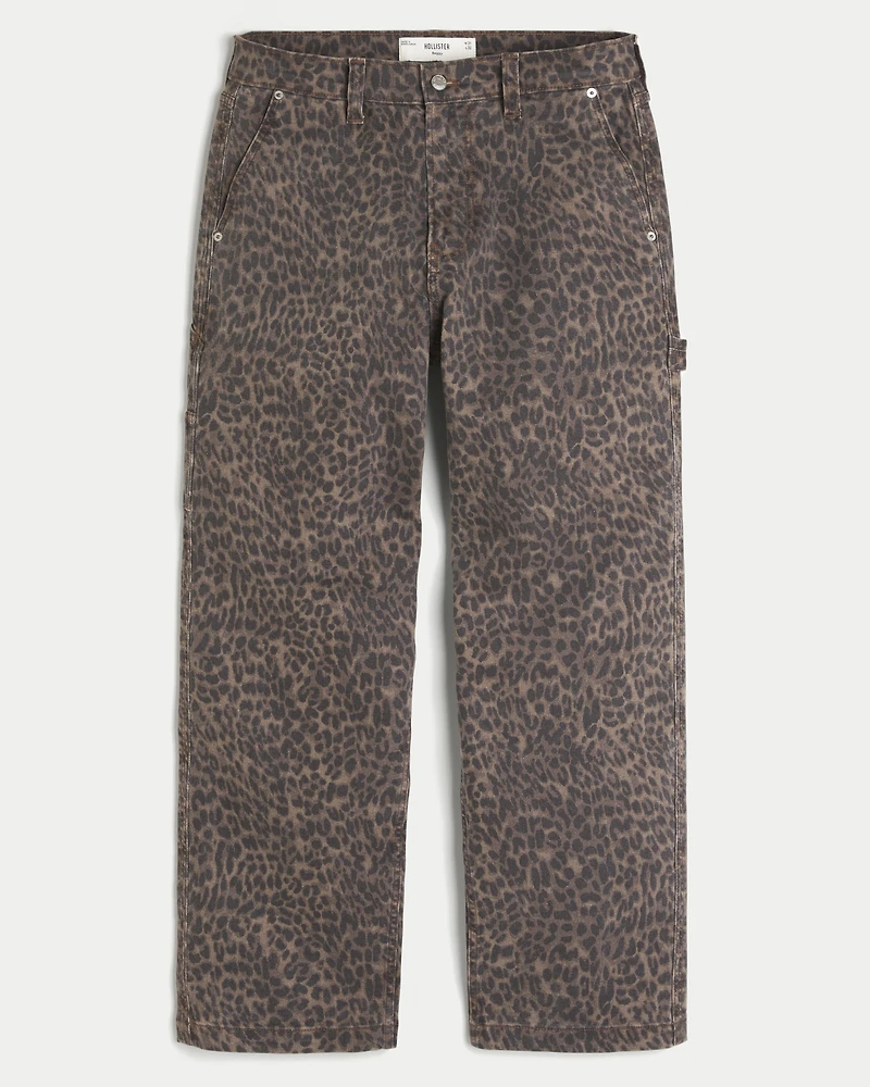 Leopard Print Baggy Painter Jeans