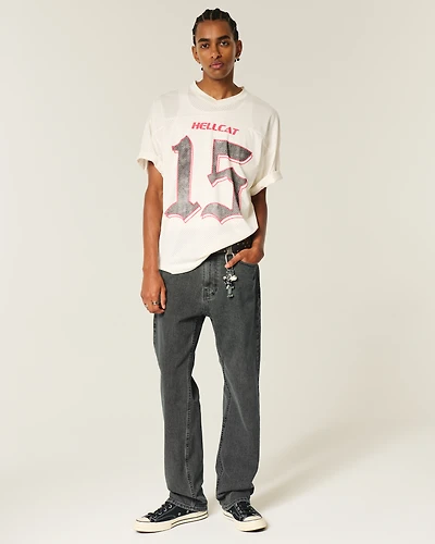 Washed Black Loose Jeans
