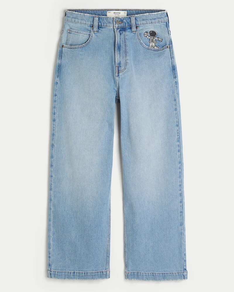 Light Wash Astronaut Graphic Super Baggy Jeans