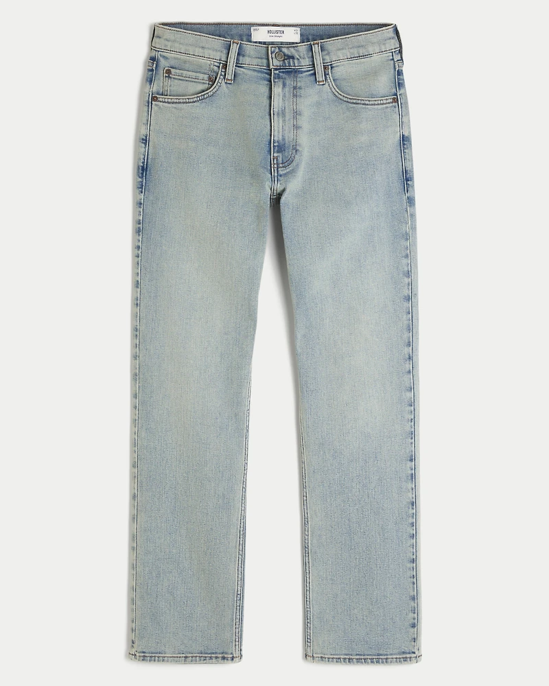 Light Wash Slim Straight Jeans
