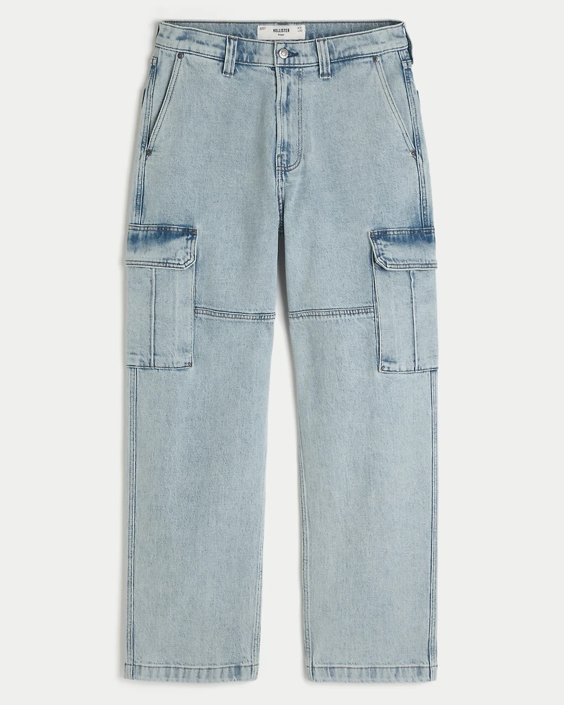 Light Wash Baggy Cargo Jeans