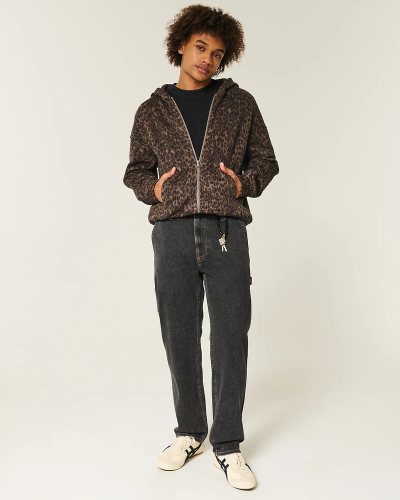 Washed Black Loose Painter Jeans