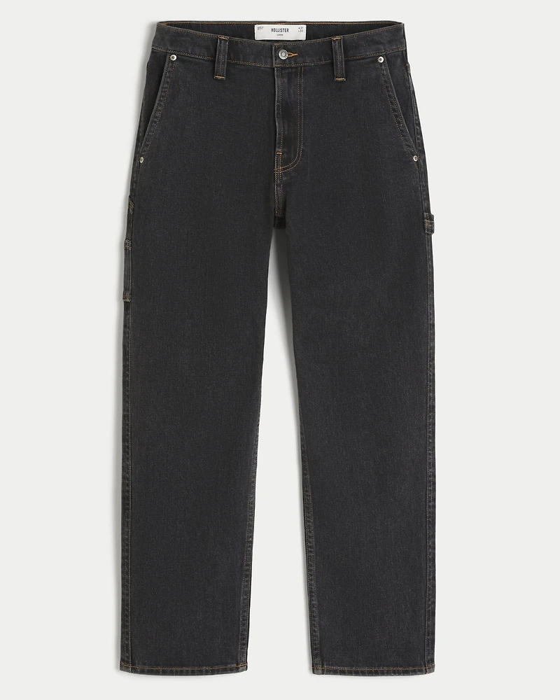 Washed Black Loose Painter Jeans