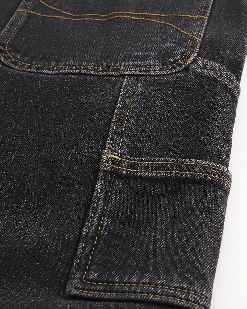 Washed Black Loose Painter Jeans