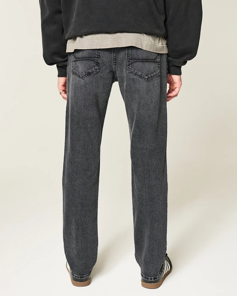 Washed Black Slim Straight Jeans