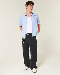 Washed Black Star Graphic Super Baggy Jeans
