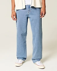 Medium Wash Embroidered Baggy Jeans