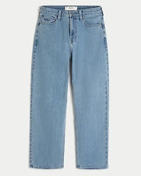 Medium Wash Embroidered Baggy Jeans