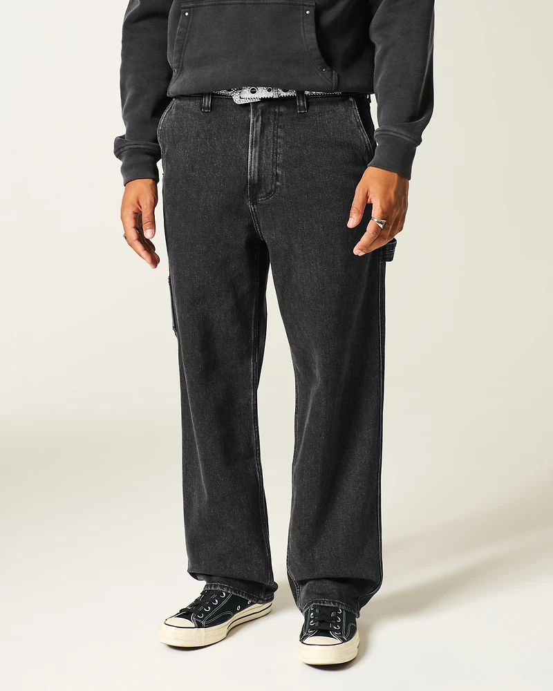 Washed Black Baggy Painter Jeans