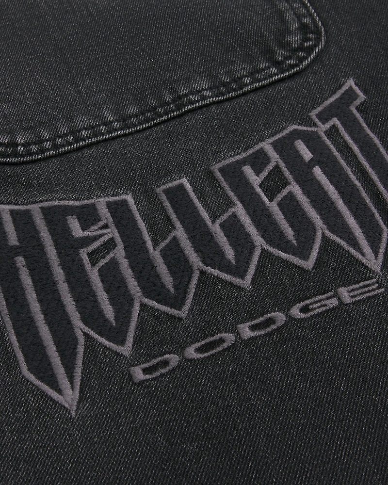 Washed Black Dodge Hellcat Graphic Baggy Jeans