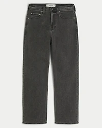 Washed Black Logo Graphic Baggy Jeans