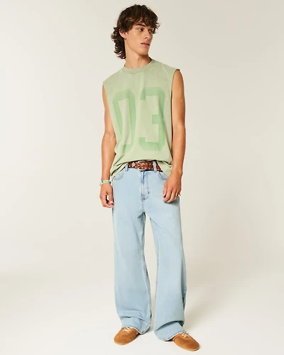 Light Wash Baggy Bootcut Jeans