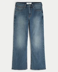 Medium Wash Flap Pocket Baggy Bootcut Jeans