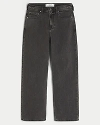 Washed Black Logo Graphic Baggy Jeans
