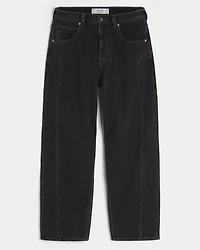 Washed Black Seamed Skater Baggy Jeans