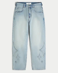 Light Wash Graphic Skater Baggy Jeans