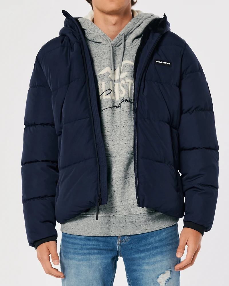 Faux Fur-Lined Hooded Puffer Jacket