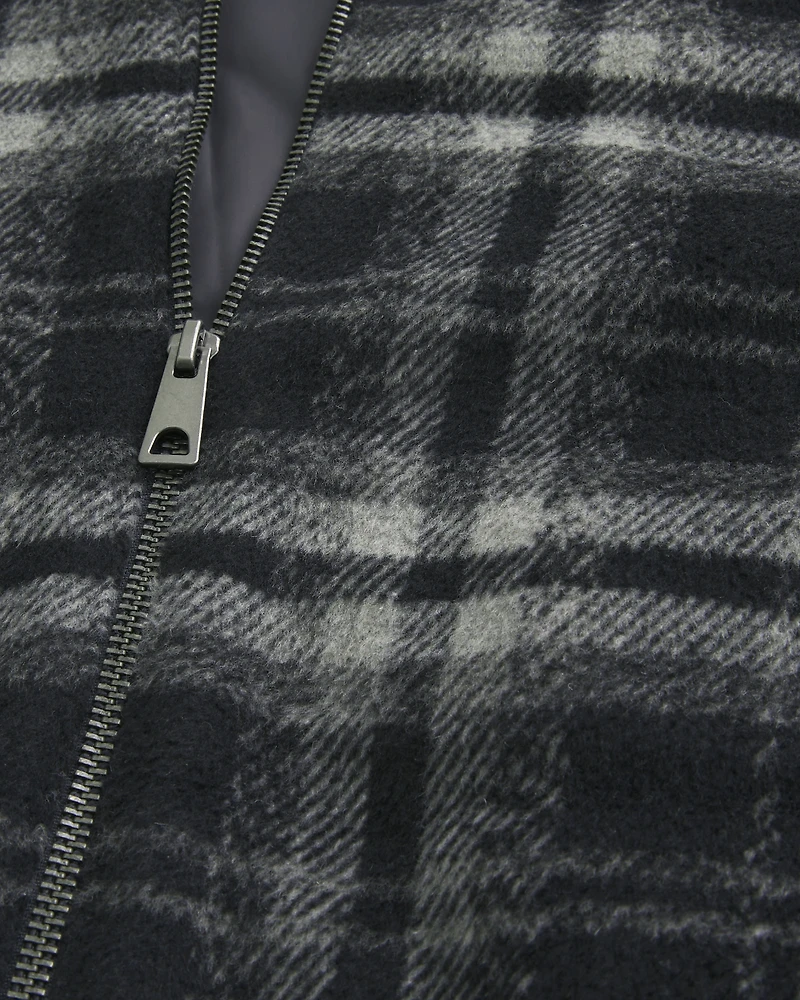 Hooded Plaid Flannel Skater Jacket