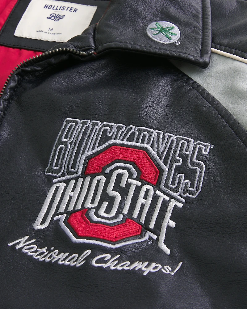 Faux Leather The Ohio State University Buckeyes Graphic Jacket