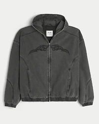 Denim Zip-Up Skater Jacket