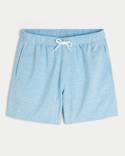 Mid-Thigh Embroidered Swim Trunks