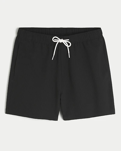 Mid-Thigh Seersucker Volley Swim Trunks