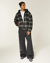 Embellished Double Leg Flame Baggy Bootcut Sweatpants