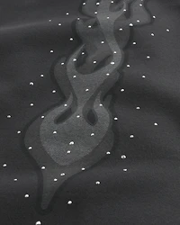 Embellished Double Leg Flame Baggy Bootcut Sweatpants