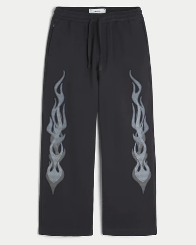 Super Baggy Double-Leg Flame Graphic Sweatpants