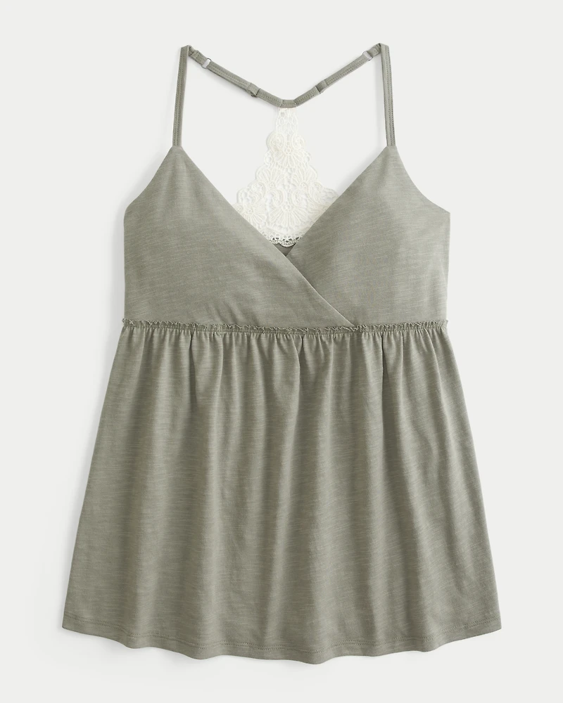 Crochet-Style Back Babydoll Top